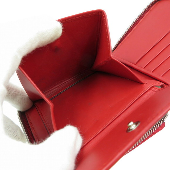 Loewe Mays Square Zip Leather Red Pink Bifold Wallet - Picture 6 of 10